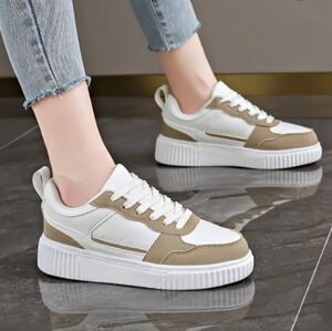 NEW Women Beige & White Sneakers